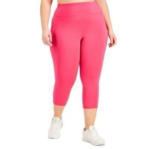 ID Ideology Plus Size Cropped Leggings - Fiery Pink Size 3X